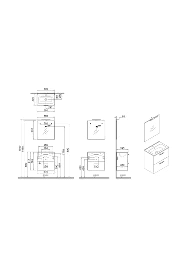 Vitra Mia 75102 Çekmeceli Banyo Dolabı Seti 60 CM Antrasit
