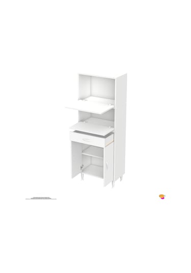 Modilayn Vio 65x163,4x32,5 Cm Yeni Çekmeceli, Kapaklı, Ekmeklikli, Çok Amaçlı Mutfak Dolabı. Beyaz