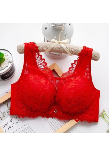 Kırmızı Fallsweet Tam Kapsama Kadın Dantel Sutyen Şınav Sütyen Bcd Fincan Iç Çamaşırı Bayanlar Kırmızı