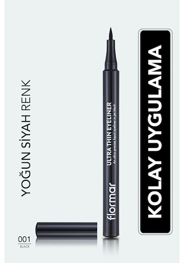 Flormar Ultra Thin İnce Keçe Uçlu Likit Göz Kalemi 001 Black