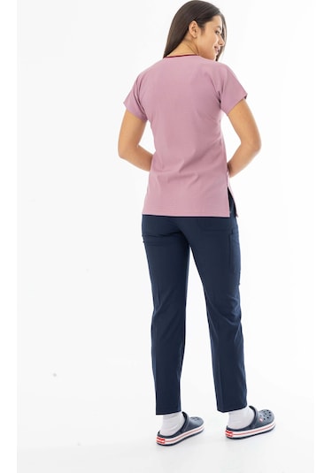 Gofre Likra Yarasa Kol Doktor Hemşire Tek Üst Forma Pembe Gfr3004 Pembe