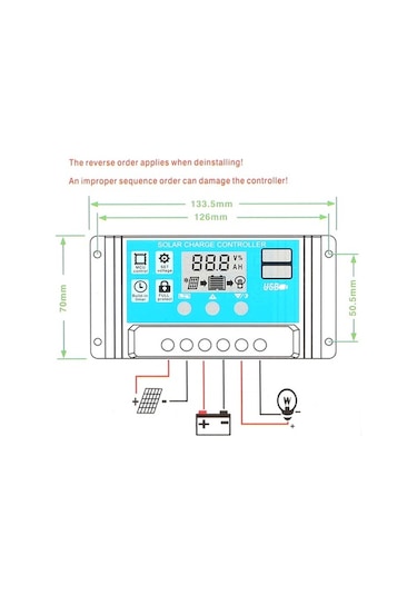 Novahub 30a 12v/24v Güneş Şarj Regülatörü Akıllı Pwm Regülatör Usb 5v 2.5a