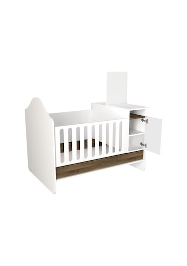 Dekorister Lora Baby Büyüyen Beşik Beyaz-Ceviz Ahşap - Beyaz