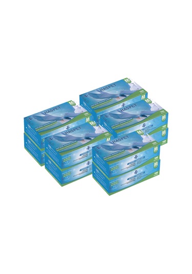 Haspet Nitril Muayene Eldiveni 100'lü M Orta Boy Mavi 10 Kutu