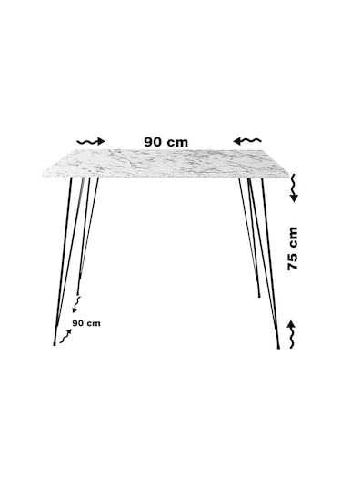 Pasific Home Sandalf Metal Ayaklı Mutfak Masası Kare 90x90 Ceviz
