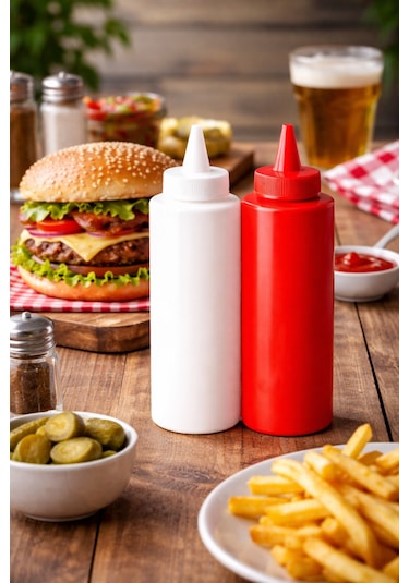 Ketçap Mayonez Sosluk Sıkma Şişesi 750 Ml Bpa Free 2li Set Çok Renkli
