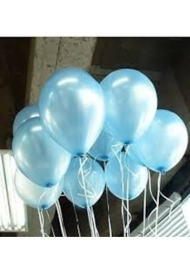 Açık Mavi Metalik Latex Balon 10 Adet