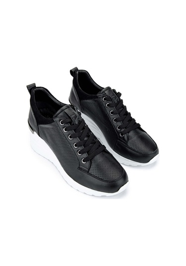 Tamer Tanca Kadın Hakiki Deri Siyah Deri Sneakers & Spor Ayakkabı 1063 04 Bn Ayk Sk24-25 Sıyah Dr Siyah