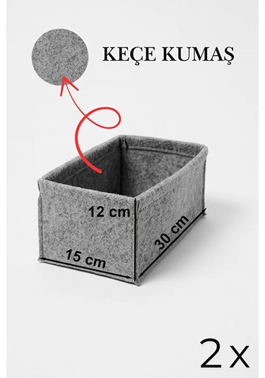 Gri Keçe Çekmece Ve Dolap Düzenleyici Organizer Seti 6 Parça Krem, Çok Amaçlı Düzenleyici Kutular Gri