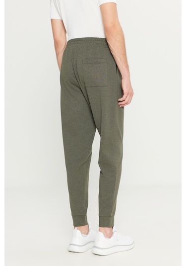 Erkek Hakı Melanj Standart Fit 2 İplik Cepli Rahat Recycle Pamuklu Jogger Eşofman Altı Hakı Melanj