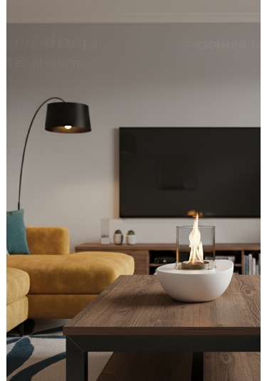 Meta Beyaz Biyoetanol Masaüstü Şömine - 1 Lt Copart Yakıt Hediye