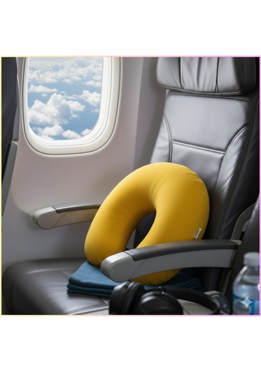 Sarı Polar Araç Boyun Yastığı 35x28 Cm Araba Uçak Otobüs Ev Ve Ofis Seyahat Yolculuk Yastığı Sarı