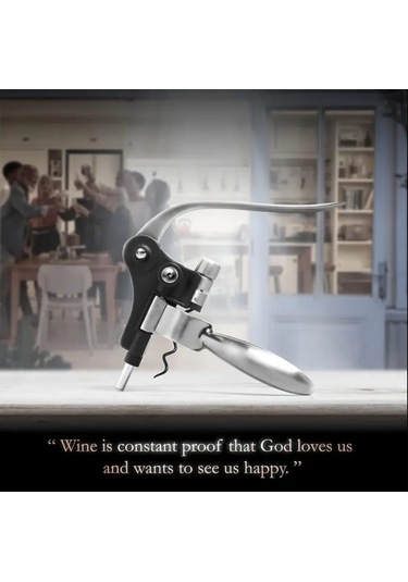 Atay Garage Tirbuşon Tavşan Burgu Şarap Şampanya Açacağı Dayanıklı Metal Yapı Ergonomik Tasarım Gümüş - Siyah