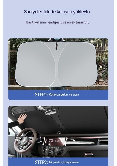 Novahub Araba Güneşliği Ön Kalkan Güneş Koruma Isı Yalıtımı Güneşlik Bölme Perde, Şemsiye/ 1 Adetli Set