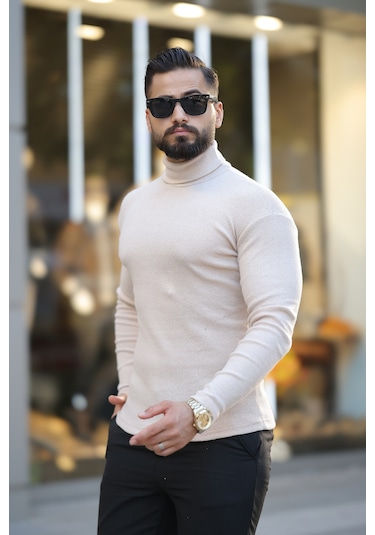 Ribac Boğazlı Balıkçı Triko Erkek Kazak 5'li Paket - İndigo-Gri-Bej-Haki-Bordo Çok Renkli