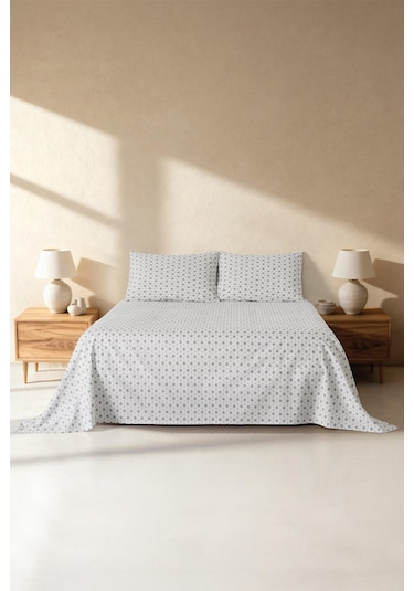 Mix & Match Bloom %100 Pamuk Çift Kişilik Çarşaf Seti Gri