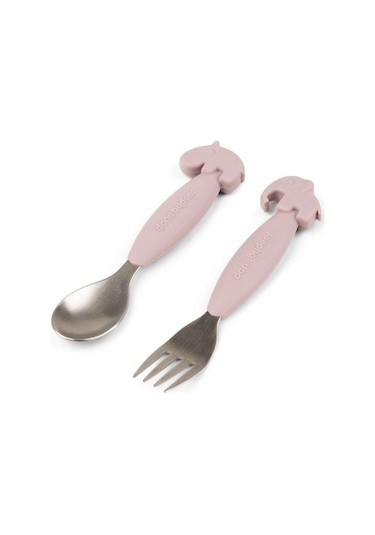 Done By Deer - Deer Friends - Paslanmaz Çelik Çatal Ve Kaşık Seti - Pembe