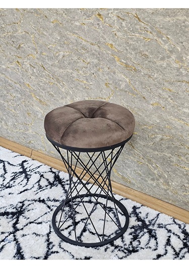 Yuvarlak Siyah Boyalı Puf Oturak - Bench - Ayak Ucu Oturak - Tabu Çok Renki