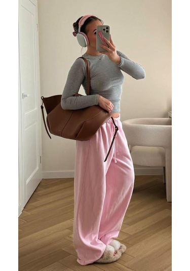 Madmext Pembe Bol Paça Kadın Eşofman Altı Mg2279 Pembe