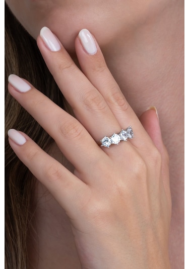 Gümüş Beştaş Tektaş Yüzük Ikili Set Sevgiliye Hediye Wsr92