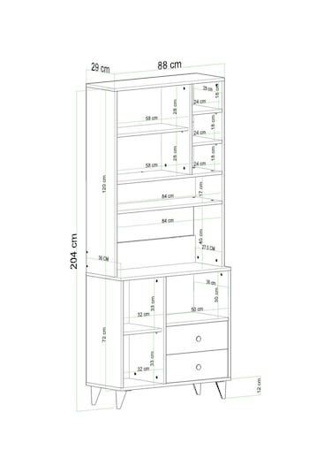 Atlas Kahve Köşesi Çok Amaçlı Dolap Beyaz Beyaz