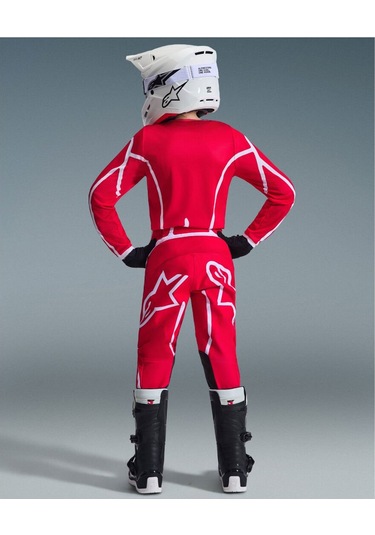Alpinestars Youth Fluid Apex Genç Kros Motosiklet Pantolonu Kırmızı Beyaz