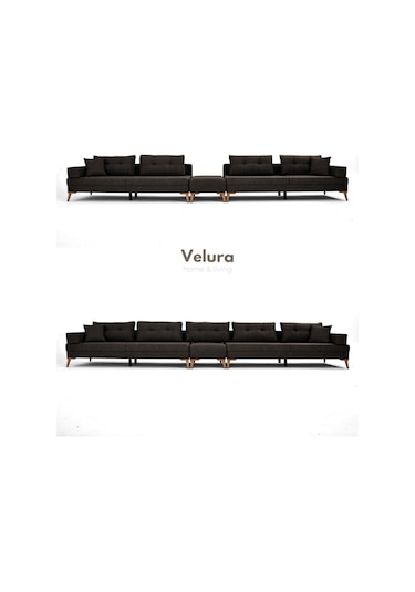 Zeri Modüler Yataklı 3 Adet Üçlü Kanepe & 3'lü Koltuk 3+3+3 - Koyu Kahve - 169 Koyu Kahve