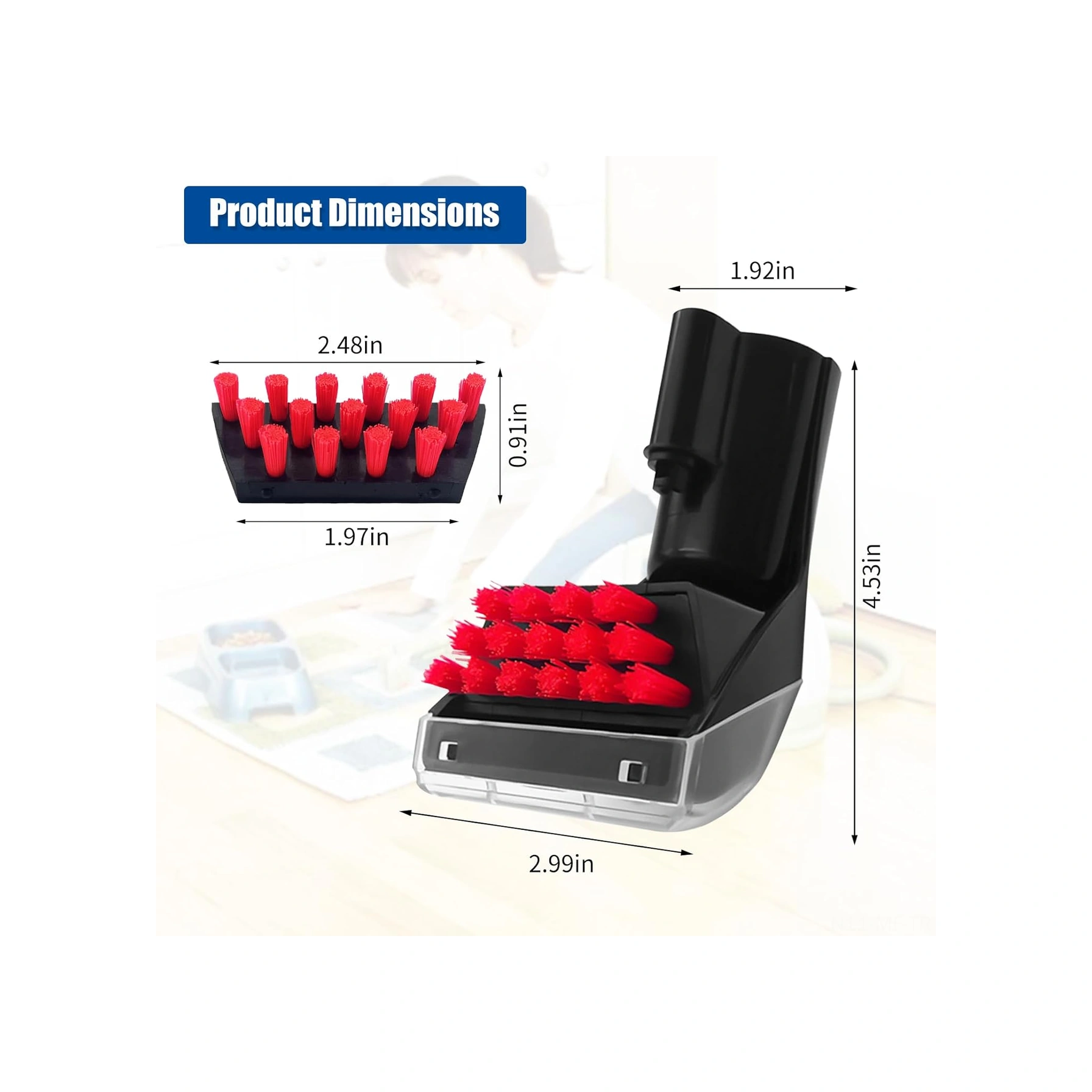 Mufunye Ev Temizliği Aparatı: 2'li Paket Abs Nilon Fırça, Koltuk Halı Araç Koltukları İçin Güçlü Lekeler Temizleyici Kırmızı