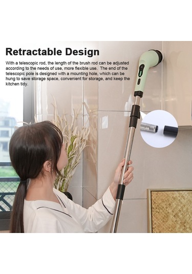Yaozixa Elektrikli Çok İşlevli Temizleme Fırçası Ev Mutfak Banyo Cam Temizleme Fırçası Uzun Ve Kısa Çift Amaçlı Fırça El