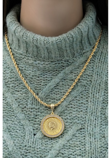 Tam Altınlı Halat Kolye