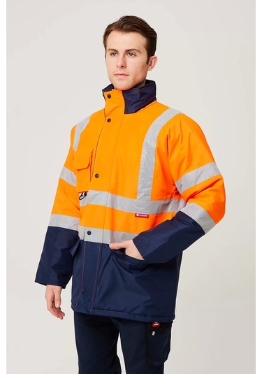 Kışlık İş Güvenliği Parkası Neon En Iso 13688 20471 343 Linum F.turuncu-lacivert