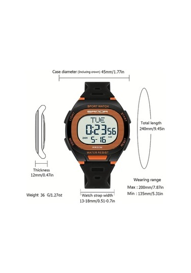 Primepickings Erkek Ve Kadın Spor Digital Led Saat, Kronometre Geri Sayım Zamanlayıcı Siyah-1 Diğer