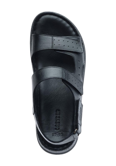 Greyder 64692 Siyah Erkek Hakiki Deri Sandalet-800 Siyah