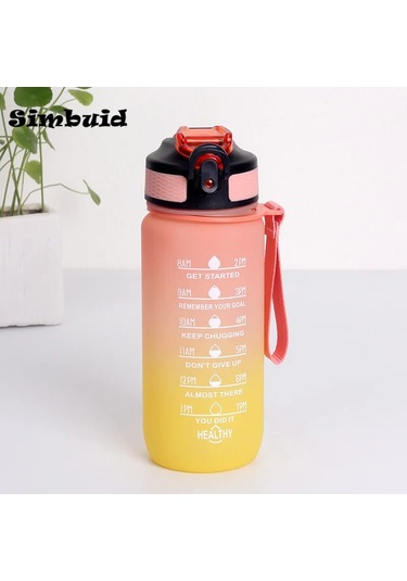 600ml/750ml/1000ml Spor Şişesi Zaman Ölçeği İle Açık Degrade Renk İçme Suyu 600ml Yellow-d 600ml To 1000ml 600ml Yellow-d