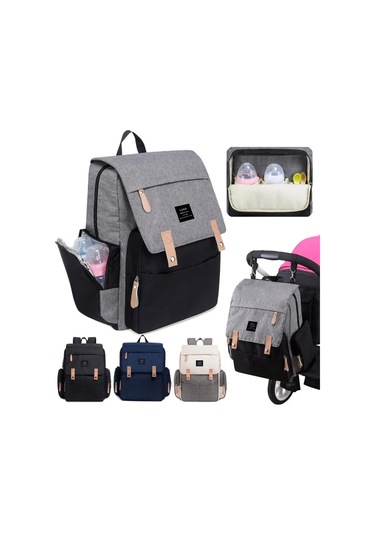 Jialan Anne Bebek Bezi Çantaları Landuo Anne Büyük Kapasiteli Siyah - Gri