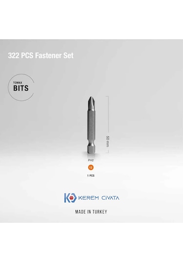 Kerem 322 Parça 13 Çeşit Matkap Uçlu Vida Seti 20 CM