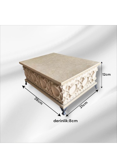 Ahşap- Ham Mdf-takı-aksesuar-çok Amaçlı- Ayaklı Dikdörtgen Kutu