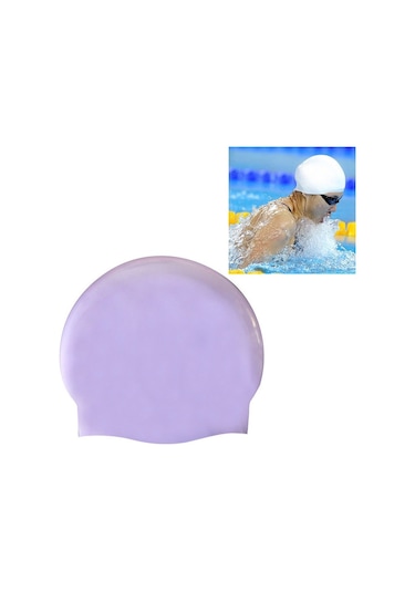 Parlak Dikişsiz Saf Silikon Yüksek Esneklik Profesyonel Yüzme Bonesi Mor