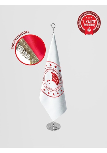 Tarım Ve Orman Bakanlığı Makam Bayrağı - Saçaklı Krom Set 100 x 150 CM