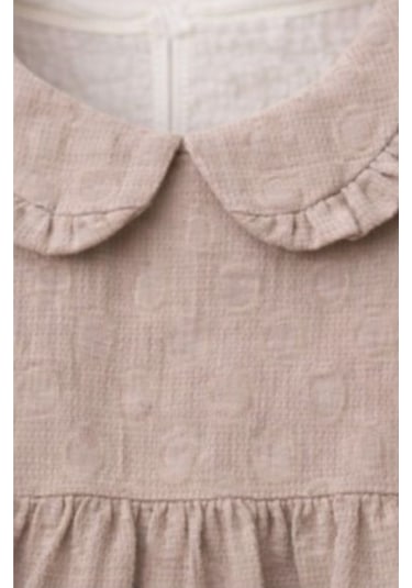 Baby Corner Bebe Yaka Fırfırlı Kız Bebek Elbise Kahverengi