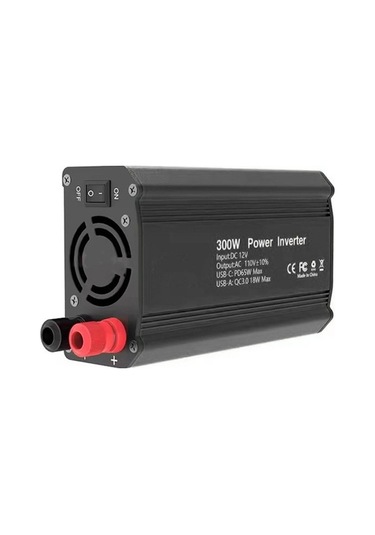 Besthome1 300w Araç İnvertörü - 12v Dc'den 110v Ac, Pd65w Qc3.0 Usb, Siyah, Eu Fiş
