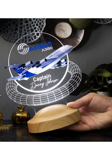 Airbus A380 Yolcu Uçağı Renkli Baskılı Kişiye Özel 3d Led Lamba,