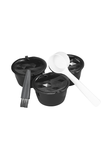 Honmex 3 Adet Yeniden Kullanılabilir Kahve Kapsülü Filtresi, Nestle Kapsülleri İçin Doldurulabilir Model, Siyah, Yiyecek Grubu Pp+304 Çelik, Kaşık Ve Fırça İle Diğer