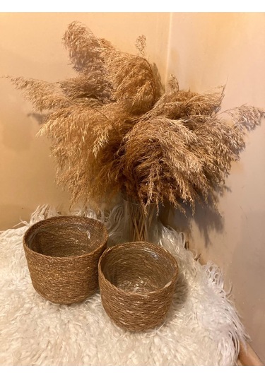 2li Hasır Silindir Saksılık Küçük Boylar