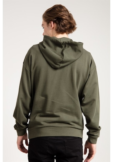 Jahr Marc Haki Oversized Önü Cepli Kapüşonlu Erkek Sweatshirt Haki