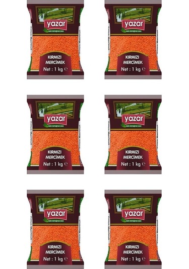 Yazar Yerli Kırmızı Mercimek 6 x 1 KG