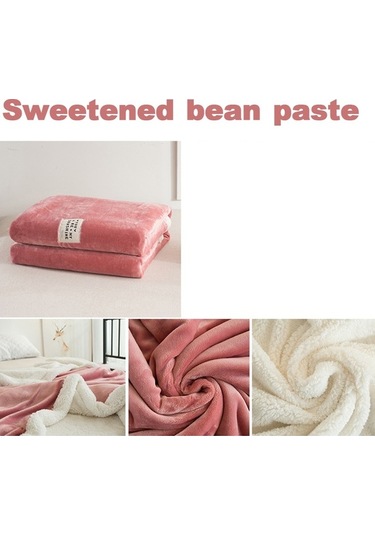 Pazly Kışlık İki Katlı Kuruşak Yün Battaniye, Ofis/öğle Uykusu İçin Dayanıklı, 180x200 Pembe Bal Desenli Tek/kişilik Minder Siyah Siyah