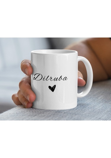 Dilruba İsimli Kupa Bardak, İsimli Bardak, Hediye Kupa Bardak, Kahve Kupa Bardak Beyaz