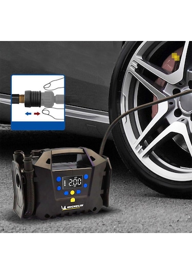 Michelin Mc34259 11.1volt/2.5ah.120psı Ayarlanabilir Dijital Basınç Göstergeli Şarjlı Lastik&yatak Şişirme Pompası