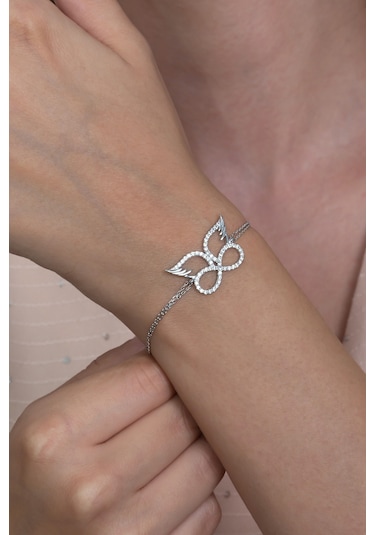 Kanatlı Sonsuzluk Gümüş Kolye Bileklik Seti Hediyelik Ykl33S